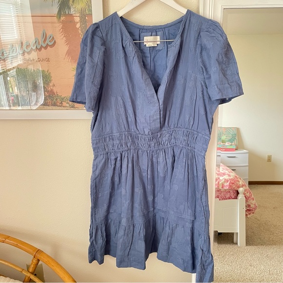 Anthropologie The Somerset Textured Mini Dress in Blue Size XL - Picture 3 of 5